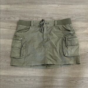 Olive Green Cargo Mini Skirt